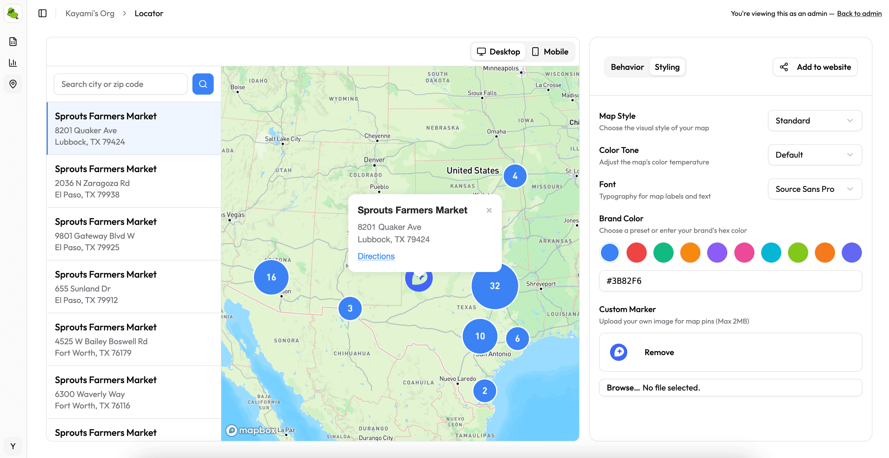 Live Store Locator - auto-updating embed